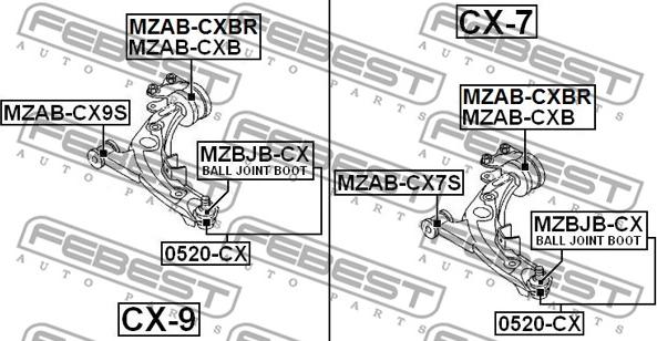 Febest MZBJB-CX - Пыльник шаровой опоры autospares.lv