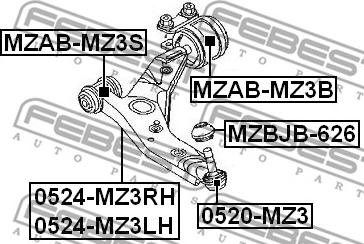 Febest 0524-MZ3LH - Рычаг подвески колеса autospares.lv