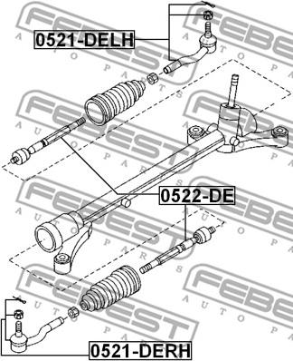 Febest 0522-DE - Осевой шарнир, рулевая тяга autospares.lv