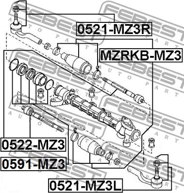 Febest 0521-MZ3L - Наконечник рулевой тяги, шарнир autospares.lv