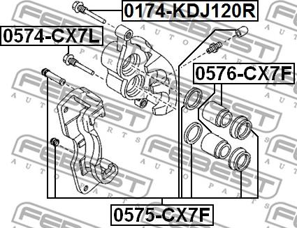 Febest 0574-CX7L - Направляющий болт, корпус скобы тормоза autospares.lv