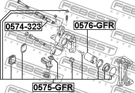 Febest 0575-GFR - Ремкомплект, тормозной суппорт autospares.lv