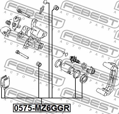 Febest 0575-MZ6GGR - Ремкомплект, тормозной суппорт autospares.lv