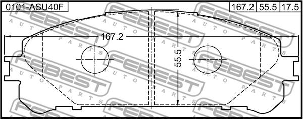 Febest 0101-ASU40F - Тормозные колодки, дисковые, комплект autospares.lv