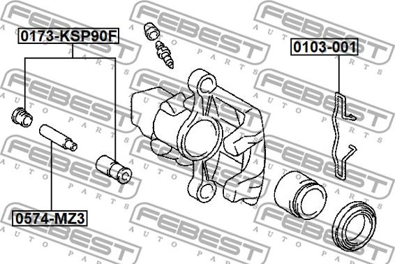 Febest 0103-001 - Пружина, колодки дискового тормоза autospares.lv