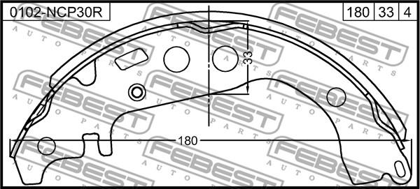 Febest 0102-NCP30R - Тормозные башмаки, барабанные autospares.lv