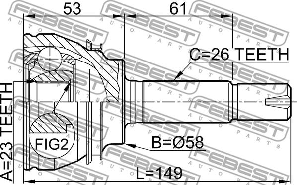 Febest 0110-054 - Шарнирный комплект, ШРУС, приводной вал autospares.lv