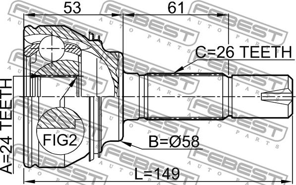 Febest 0110-055 - Шарнирный комплект, ШРУС, приводной вал autospares.lv