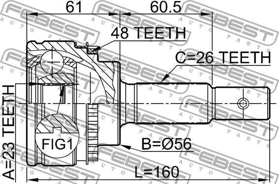 Febest 0110-051A48 - Шарнирный комплект, ШРУС, приводной вал autospares.lv