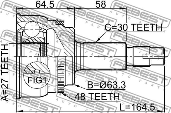 Febest 0110-060A48 - Шарнирный комплект, ШРУС, приводной вал autospares.lv