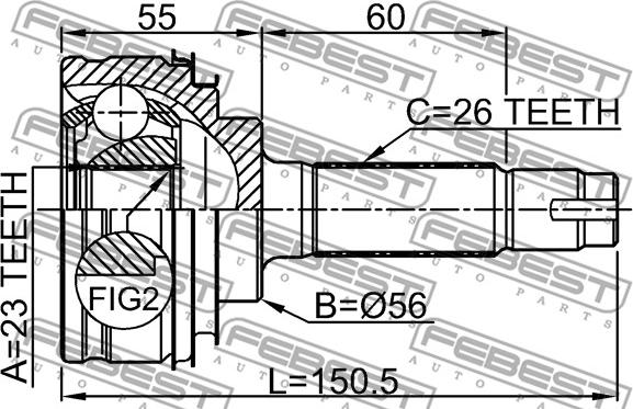 Febest 0110-010 - Шарнирный комплект, ШРУС, приводной вал autospares.lv