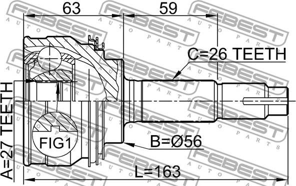 Febest 0110-018 - Шарнирный комплект, ШРУС, приводной вал autospares.lv