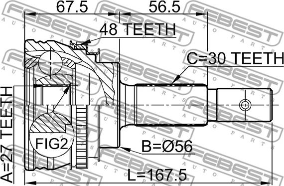 Febest 0110-013A48 - Шарнирный комплект, ШРУС, приводной вал autospares.lv