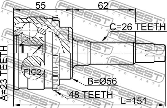 Febest 0110-037A48 - Шарнирный комплект, ШРУС, приводной вал autospares.lv