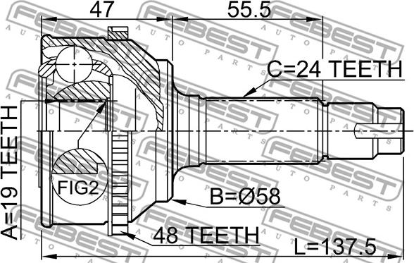 Febest 0110-073A48 - Шарнирный комплект, ШРУС, приводной вал autospares.lv