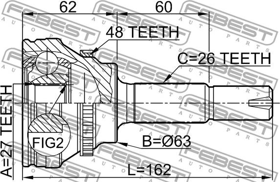 Febest 0110-072A48 - Шарнирный комплект, ШРУС, приводной вал autospares.lv