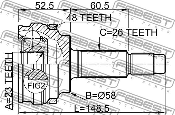 Febest 0110-077A48 - Шарнирный комплект, ШРУС, приводной вал autospares.lv