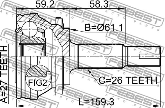 Febest 0110-ACA30 - Шарнирный комплект, ШРУС, приводной вал autospares.lv