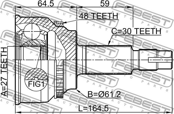 Febest 0110-AVV50A48 - Шарнирный комплект, ШРУС, приводной вал autospares.lv