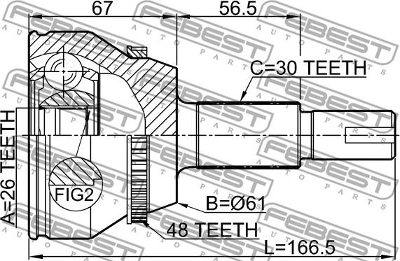 Febest 0110-GGL15A48 - Шарнирный комплект, ШРУС, приводной вал autospares.lv