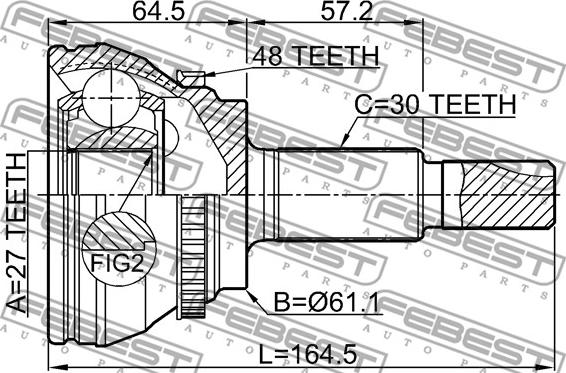 Febest 0110-GSU45A48 - Шарнирный комплект, ШРУС, приводной вал autospares.lv