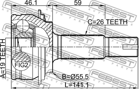 Febest 0110-KSP90Z19 - Шарнирный комплект, ШРУС, приводной вал autospares.lv