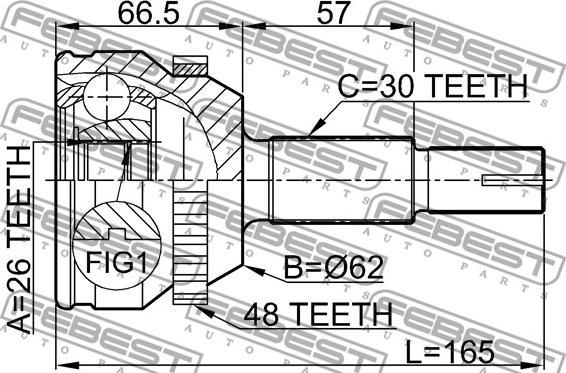 Febest 0110-MCV30A48 - Шарнирный комплект, ШРУС, приводной вал autospares.lv