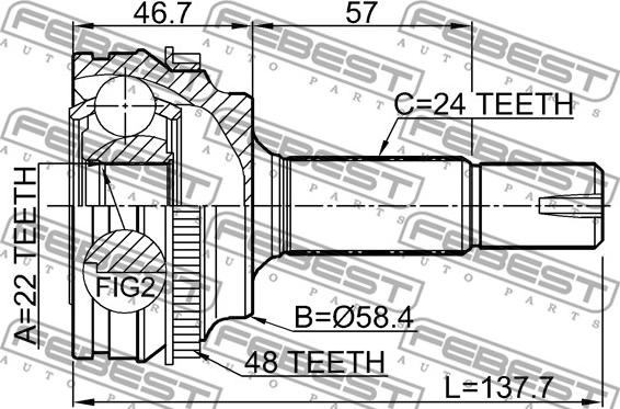 Febest 0110-NCP10A48 - Шарнирный комплект, ШРУС, приводной вал autospares.lv