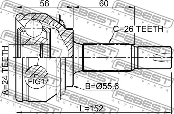 Febest 0110-NSP90 - Шарнирный комплект, ШРУС, приводной вал autospares.lv