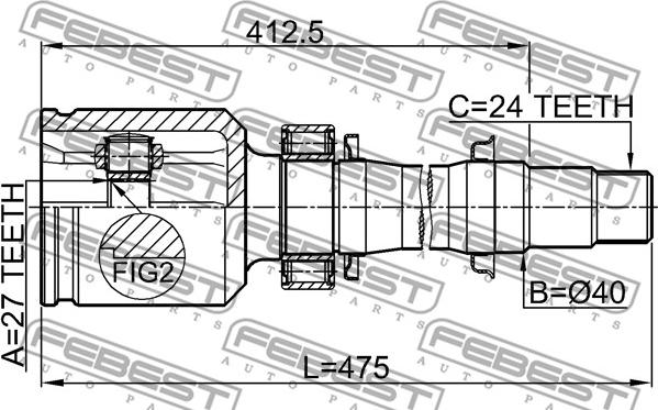 Febest 0111-ACA38RH - Шарнирный комплект, ШРУС, приводной вал autospares.lv