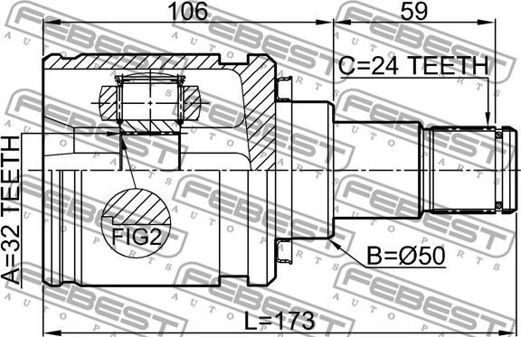 Febest 0111-CDT220LH - Шарнирный комплект, ШРУС, приводной вал autospares.lv