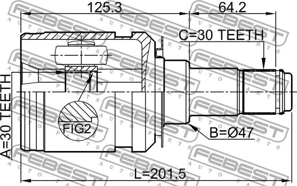 Febest 0111-GRJ150 - Шарнирный комплект, ШРУС, приводной вал autospares.lv