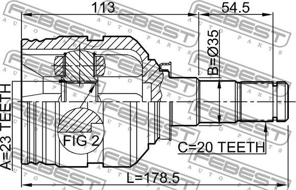 Febest 0111-ST220LH - Шарнирный комплект, ШРУС, приводной вал autospares.lv