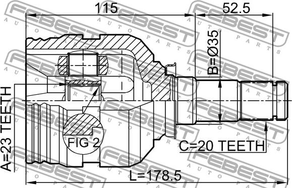 Febest 0111-SXM10LH - Шарнирный комплект, ШРУС, приводной вал autospares.lv