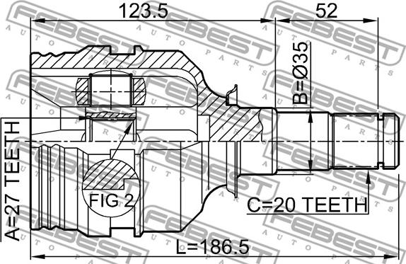 Febest 0111-SXV10LH - Шарнирный комплект, ШРУС, приводной вал autospares.lv