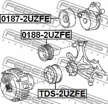 Febest 0187-2UZFE - Ролик, поликлиновый ремень autospares.lv