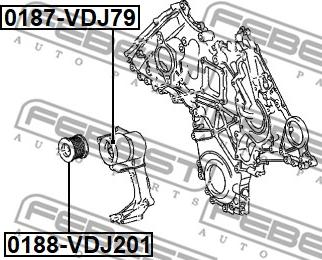 Febest 0187-VDJ79 - Ролик, поликлиновый ремень autospares.lv