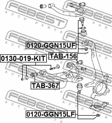 Febest 0129-019-KIT - Болт регулировки развала колёс autospares.lv