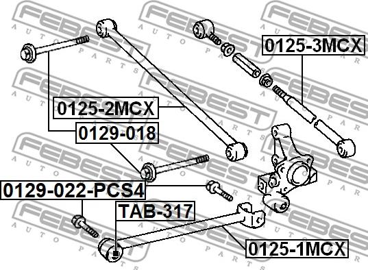 Febest 0129-022-PCS4 - Болт регулировки развала колёс autospares.lv