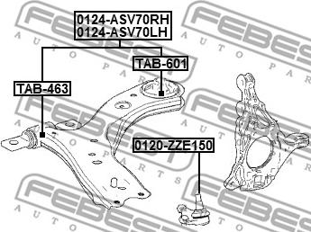 Febest 0124-ASV70LH - Рычаг подвески колеса autospares.lv