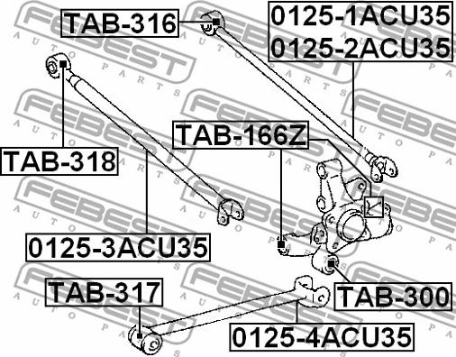 Febest TAB-316 - Сайлентблок, рычаг подвески колеса autospares.lv