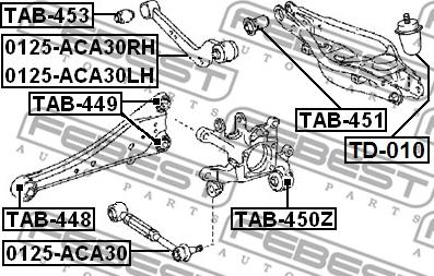 Febest TAB-453 - Сайлентблок, рычаг подвески колеса autospares.lv