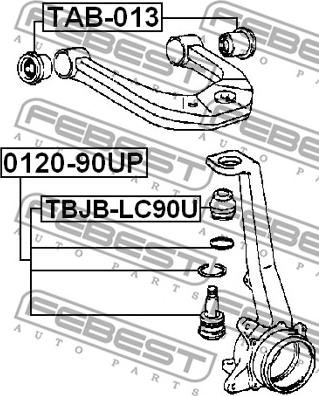 Febest 0120-90UP - Шаровая опора, несущий / направляющий шарнир autospares.lv