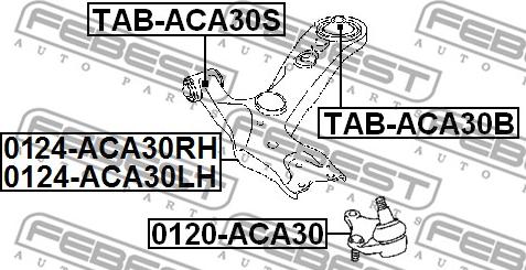 Febest TAB-ACA30B - Сайлентблок, рычаг подвески колеса autospares.lv