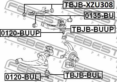 Febest 0135-BU - Крепление попоречного рычага по autospares.lv