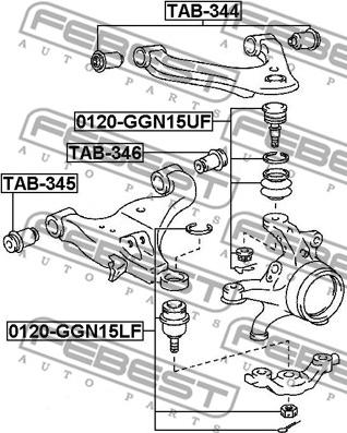 Febest TAB-346 - Сайлентблок, рычаг подвески колеса autospares.lv