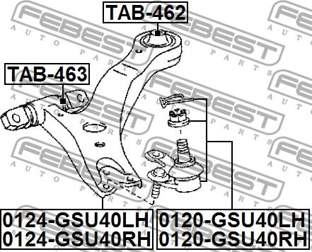 Febest 0124-GSU40RH - Рычаг подвески колеса autospares.lv