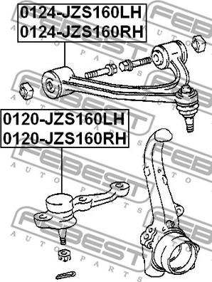 Febest 0120-JZS160RH - Шаровая опора, несущий / направляющий шарнир autospares.lv