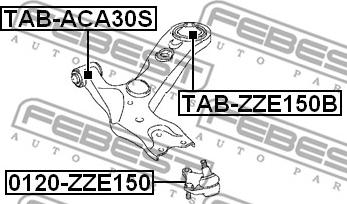 Febest TAB-ZZE150B - Сайлентблок, рычаг подвески колеса autospares.lv