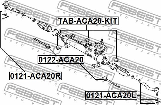 Febest 0122-ACA20 - Осевой шарнир, рулевая тяга autospares.lv